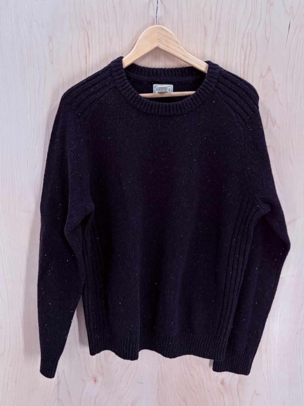 LL Bean NWOT Classic Ragg 100% Wool Sweater Crewneck Black Mens M-Reg Medium